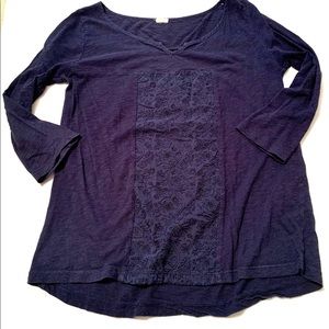 J. Crew 3/4 sleeve blue tee size XS